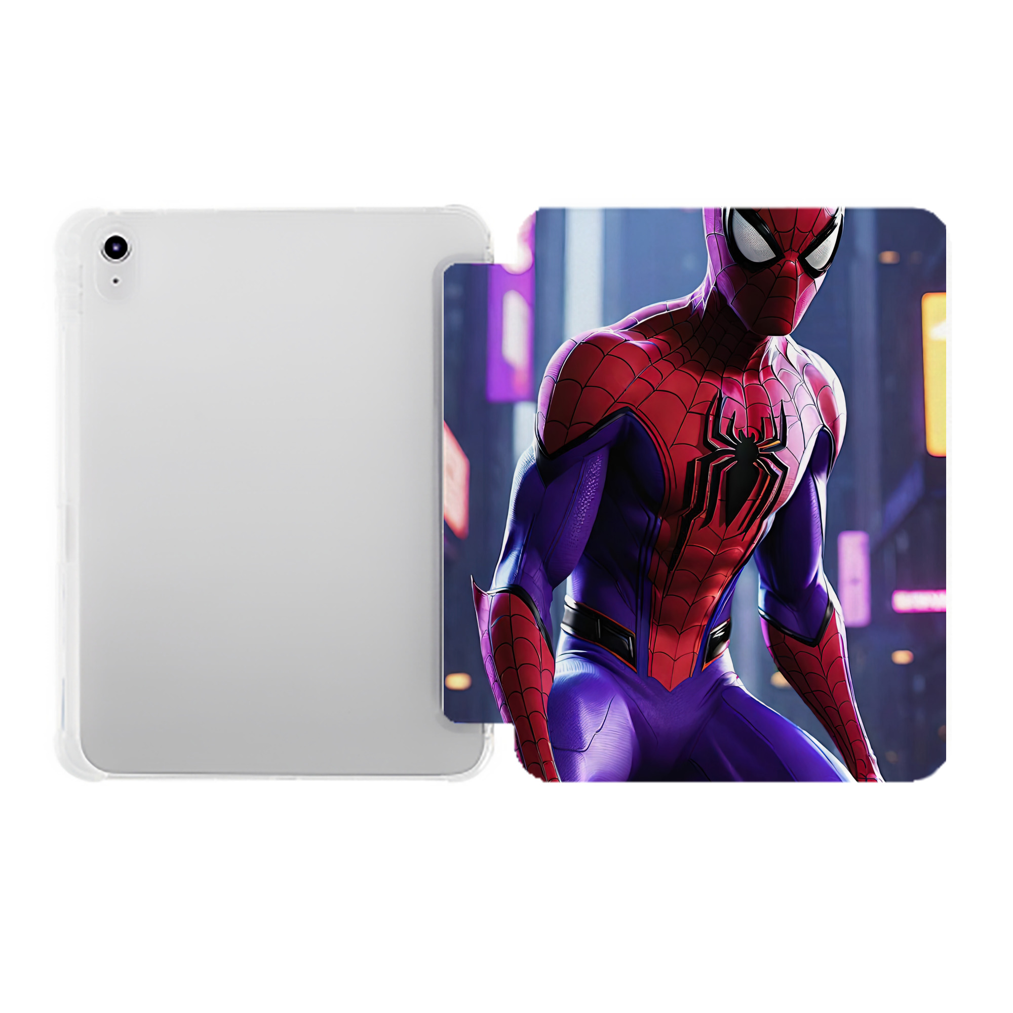（画像用） Spider Man スパイダーマン IPad ケース ペン収納付き 三つ折りスタンド PUレザー×シリコン 対応機種9.5/10.5/10.9インチ